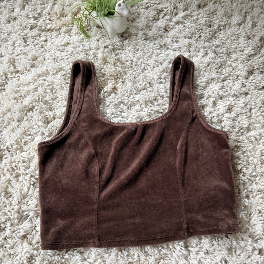 Elegant Brown Velvet summer super cute spring dark brown Crop Top